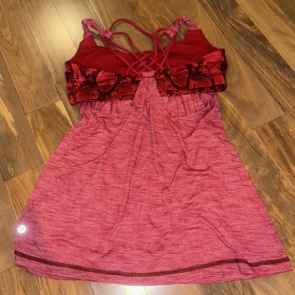 Lululemon Sunset Salutation Tank 2 in 1 Heathered Cranberry / Snake Size 6 - Picture 2 of 4